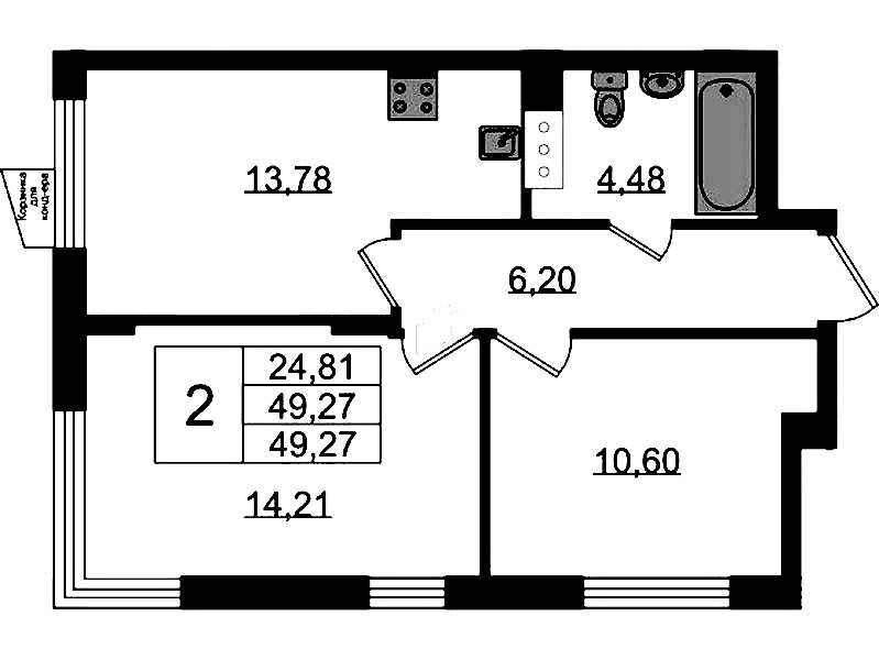 2-комнатная квартира 49.27 м², 4/11 эт., ЖК «VEREN NORT Сертолово»